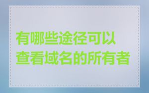 有哪些途径可以查看域名的所有者