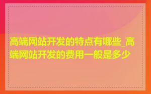 高端网站开发的特点有哪些_高端网站开发的费用一般是多少