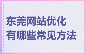 东莞网站优化有哪些常见方法