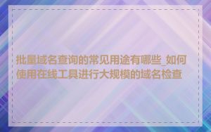 批量域名查询的常见用途有哪些_如何使用在线工具进行大规模的域名检查