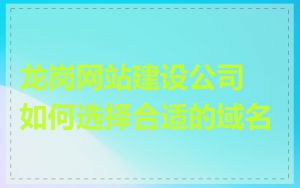 龙岗网站建设公司如何选择合适的域名