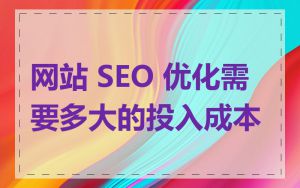 网站 SEO 优化需要多大的投入成本