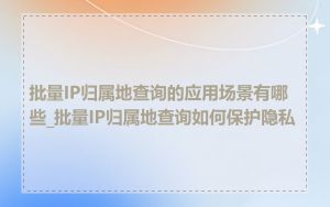 批量IP归属地查询的应用场景有哪些_批量IP归属地查询如何保护隐私