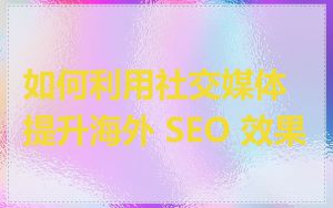 如何利用社交媒体提升海外 SEO 效果