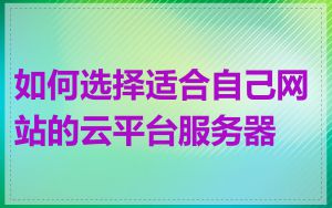 如何选择适合自己网站的云平台服务器