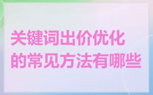 关键词出价优化的常见方法有哪些