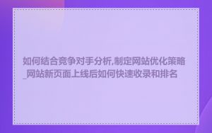 如何结合竞争对手分析,制定网站优化策略_网站新页面上线后如何快速收录和排名