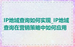 IP地域查询如何实现_IP地域查询在营销策略中如何应用