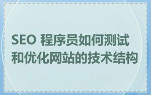 SEO 程序员如何测试和优化网站的技术结构