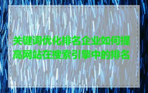 关键词优化排名企业如何提高网站在搜索引擎中的排名