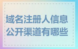 域名注册人信息公开渠道有哪些