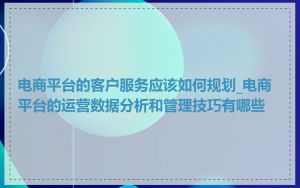 电商平台的客户服务应该如何规划_电商平台的运营数据分析和管理技巧有哪些