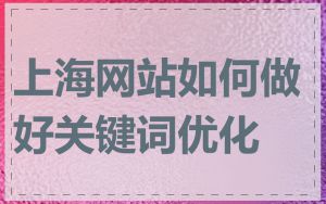 上海网站如何做好关键词优化