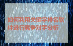 如何利用关键字排名软件进行竞争对手分析
