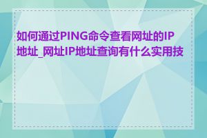 如何通过PING命令查看网址的IP地址_网址IP地址查询有什么实用技巧