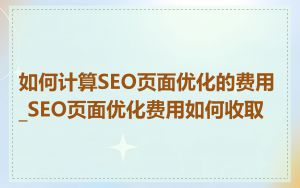 如何计算SEO页面优化的费用_SEO页面优化费用如何收取