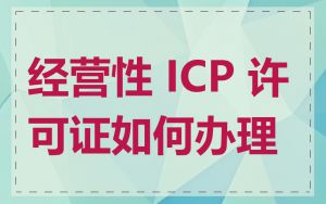 经营性 ICP 许可证如何办理