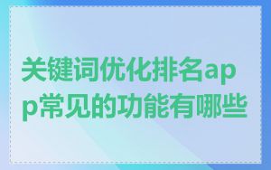 关键词优化排名app常见的功能有哪些