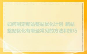 如何制定新站整站优化计划_新站整站优化有哪些常见的方法和技巧