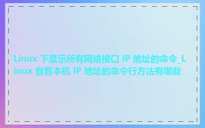 Linux 下显示所有网络接口 IP 地址的命令_Linux 查看本机 IP 地址的命令行方法有哪些