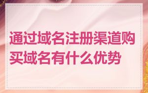 通过域名注册渠道购买域名有什么优势