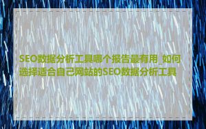SEO数据分析工具哪个报告最有用_如何选择适合自己网站的SEO数据分析工具