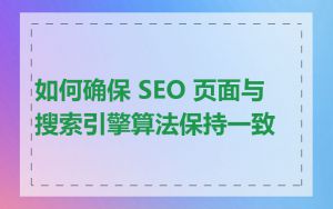 如何确保 SEO 页面与搜索引擎算法保持一致