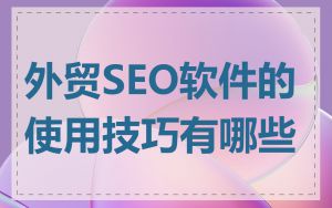 外贸SEO软件的使用技巧有哪些