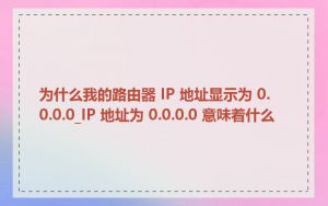 为什么我的路由器 IP 地址显示为 0.0.0.0_IP 地址为 0.0.0.0 意味着什么
