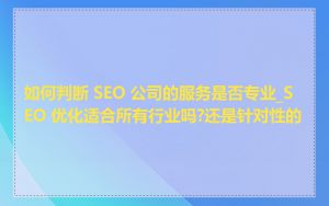 如何判断 SEO 公司的服务是否专业_SEO 优化适合所有行业吗?还是针对性的