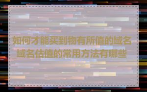 如何才能买到物有所值的域名_域名估值的常用方法有哪些