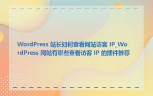 WordPress 站长如何查看网站访客 IP_WordPress 网站有哪些查看访客 IP 的插件推荐