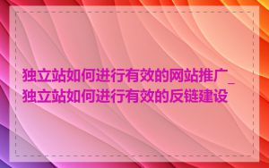 独立站如何进行有效的网站推广_独立站如何进行有效的反链建设