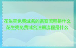 花生壳免费域名的备案流程是什么_花生壳免费域名注册流程是什么