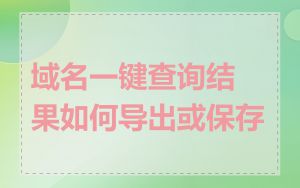 域名一键查询结果如何导出或保存