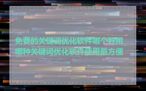 免费的关键词优化软件哪个好用_哪种关键词优化软件使用最方便