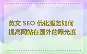 英文 SEO 优化服务如何提高网站在国外的曝光度