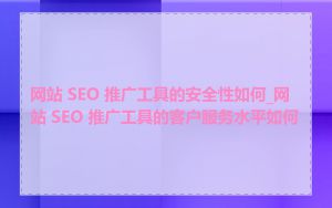 网站 SEO 推广工具的安全性如何_网站 SEO 推广工具的客户服务水平如何