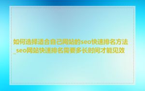 如何选择适合自己网站的seo快速排名方法_seo网站快速排名需要多长时间才能见效