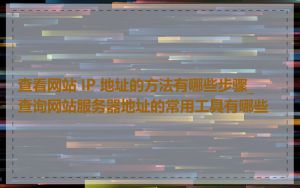 查看网站 IP 地址的方法有哪些步骤_查询网站服务器地址的常用工具有哪些