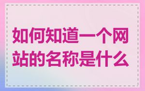 如何知道一个网站的名称是什么