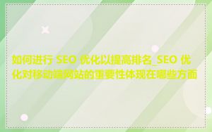 如何进行 SEO 优化以提高排名_SEO 优化对移动端网站的重要性体现在哪些方面