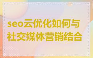 seo云优化如何与社交媒体营销结合