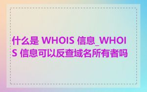 什么是 WHOIS 信息_WHOIS 信息可以反查域名所有者吗