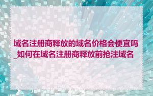 域名注册商释放的域名价格会便宜吗_如何在域名注册商释放前抢注域名