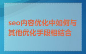 seo内容优化中如何与其他优化手段相结合