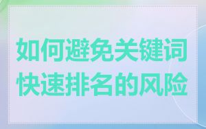 如何避免关键词快速排名的风险