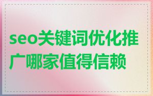 seo关键词优化推广哪家值得信赖