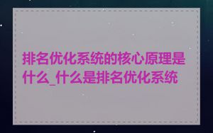 排名优化系统的核心原理是什么_什么是排名优化系统