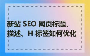 新站 SEO 网页标题、描述、H 标签如何优化